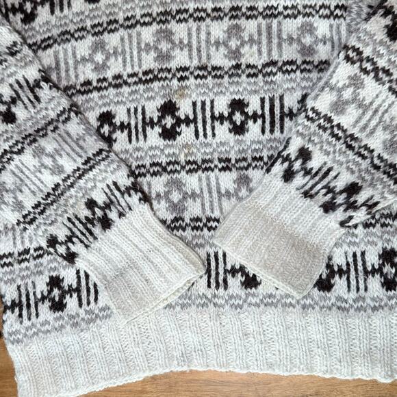 Vintage 70s Icelandic wool turtleneck sweater medium cream brown Neutral Scandi - Picture 8 of 15